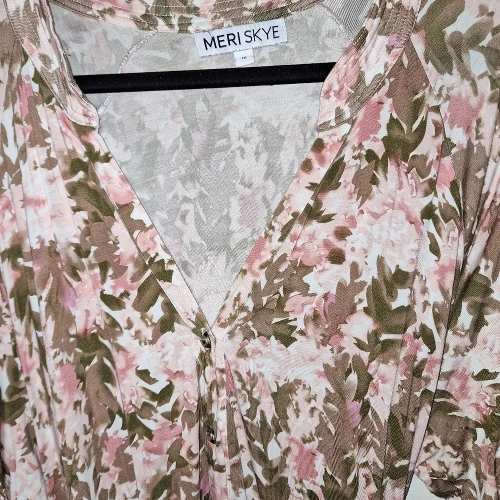 Floral Dress Plus Size Long Sleeve with Belt - Picture 2 of 4